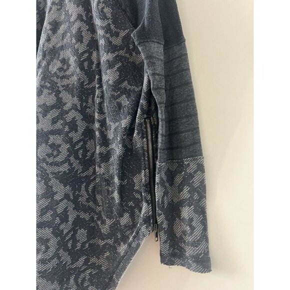 Free People Wom Med Gray Floral Mixed Media Raglan LongSleeve Shirt Grunge Retro - Picture 4 of 6